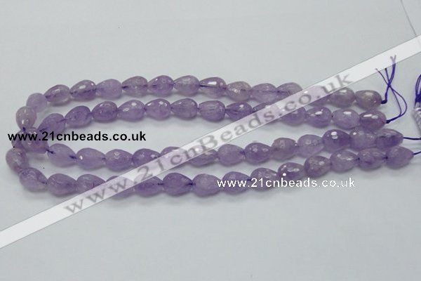 CNA317 15.5 inches 10*14mm faceted teardrop natural lavender amethyst beads