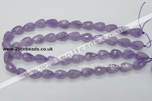 CNA318 15.5 inches 12*16mm faceted teardrop natural lavender amethyst beads