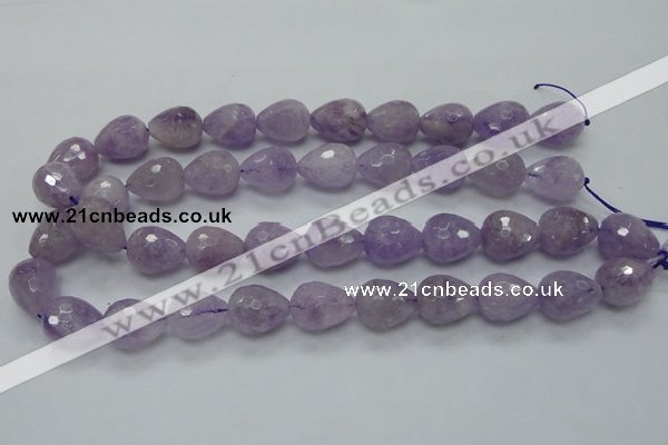 CNA319 15.5 inches 15*20mm faceted teardrop natural lavender amethyst beads