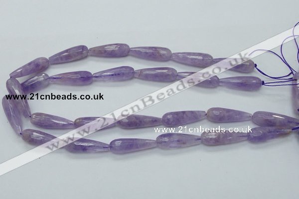 CNA320 15.5 inches 10*30mm faceted teardrop natural lavender amethyst beads