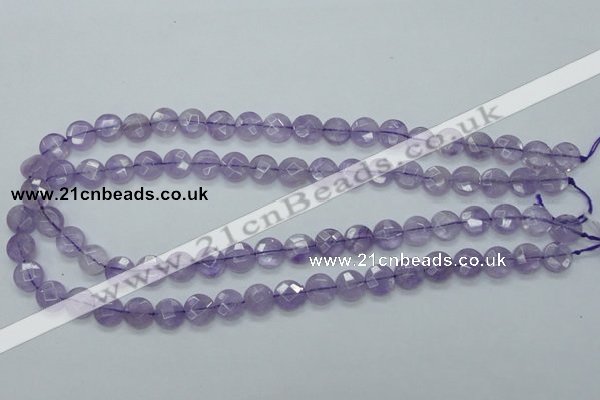 CNA321 15.5 inches 10mm faceted coin natural lavender amethyst beads