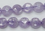 CNA322 15.5 inches 12mm faceted coin natural lavender amethyst beads