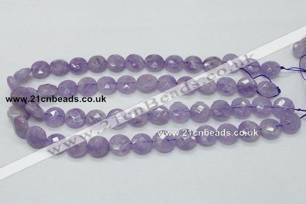 CNA323 15.5 inches 14mm faceted coin natural lavender amethyst beads