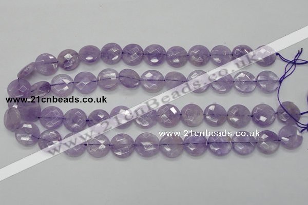 CNA324 15.5 inches 16mm faceted coin natural lavender amethyst beads