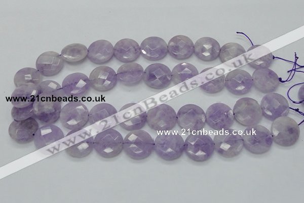 CNA325 15.5 inches 20mm faceted coin natural lavender amethyst beads