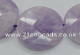 CNA326 15.5 inches 30mm faceted coin natural lavender amethyst beads