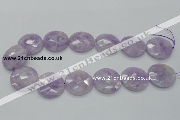 CNA326 15.5 inches 30mm faceted coin natural lavender amethyst beads