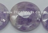 CNA327 15.5 inches 40mm faceted coin natural lavender amethyst beads