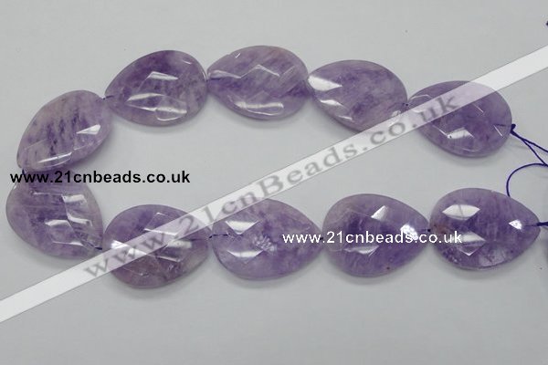 CNA338 30*40mm faceted teardrop natural lavender amethyst beads