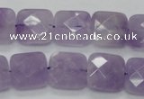 CNA340 15.5 inches 15*15mm faceted square natural lavender amethyst beads