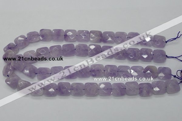 CNA340 15.5 inches 15*15mm faceted square natural lavender amethyst beads