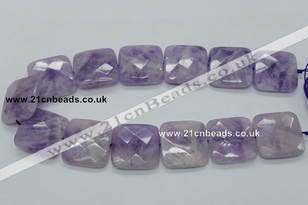 CNA342 15.5 inches 30*30mm faceted square natural lavender amethyst beads