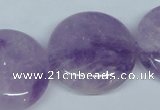 CNA439 15.5 inches 30mm flat round natural lavender amethyst beads