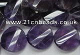 CNA45 15.5 inches 20mm twisted faceted coin grade A natural amethyst beads