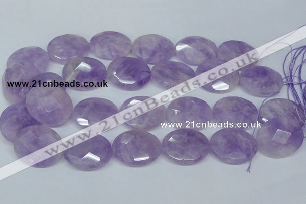 CNA460 15.5 inches 25*30mm faceted oval natural lavender amethyst beads