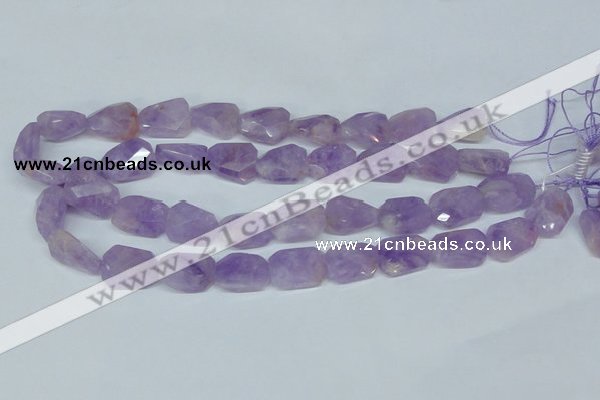 CNA462 15*20mm faceted & twisted rectangle natural lavender amethyst beads