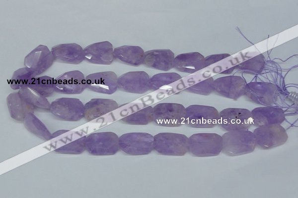 CNA463 18*25mm faceted & twisted rectangle natural lavender amethyst beads