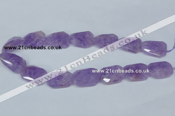 CNA464 22*30mm faceted & twisted rectangle natural lavender amethyst beads