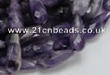 CNA47 15.5 inches 8*20mm faceted teadrop grade AB natural amethyst beads