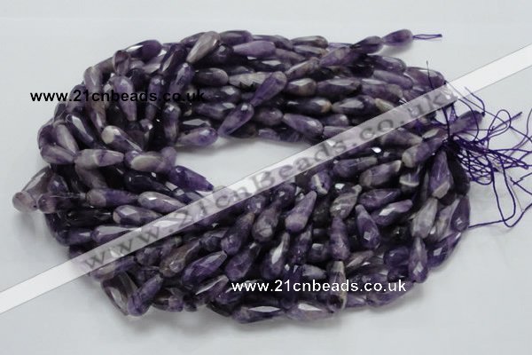 CNA47 15.5 inches 8*20mm faceted teadrop grade AB natural amethyst beads