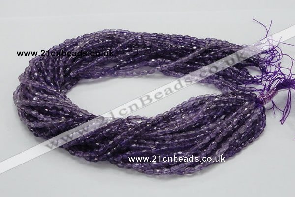 CNA49 15.5 inches 4*6mm faceted rice grade A natural amethyst beads