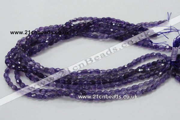 CNA50 15.5 inches 6*7mm faceted rice grade A natural amethyst beads