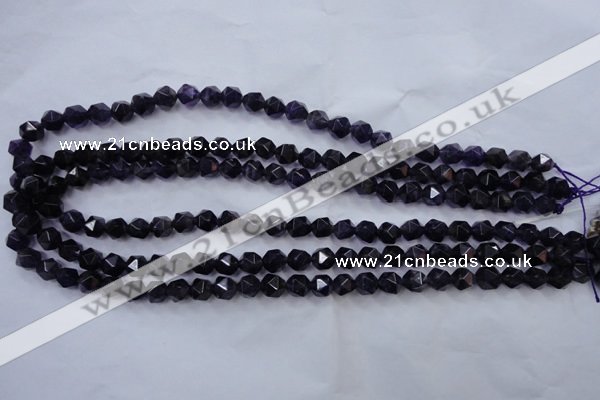 CNA500 15 inches 8mm faceted nuggets amethyst gemstone beads