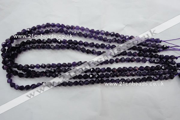 CNA501 15 inches 6mm faceted nuggets amethyst gemstone beads