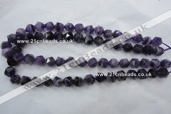 CNA503 15 inches 10mm faceted nuggets amethyst gemstone beads