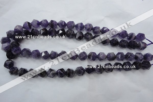 CNA505 15 inches 14mm faceted nuggets amethyst gemstone beads