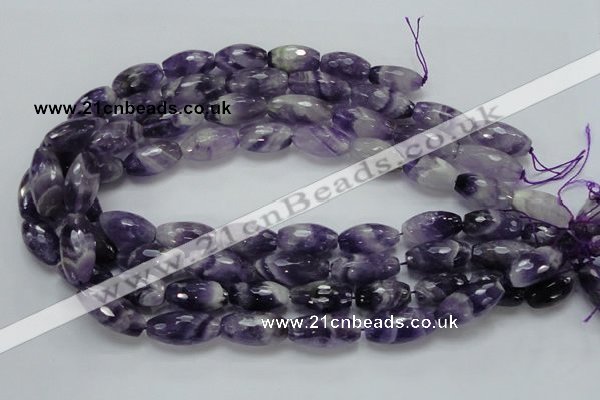 CNA53 15.5 inches 12*22mm faceted rice grade AB natural amethyst beads