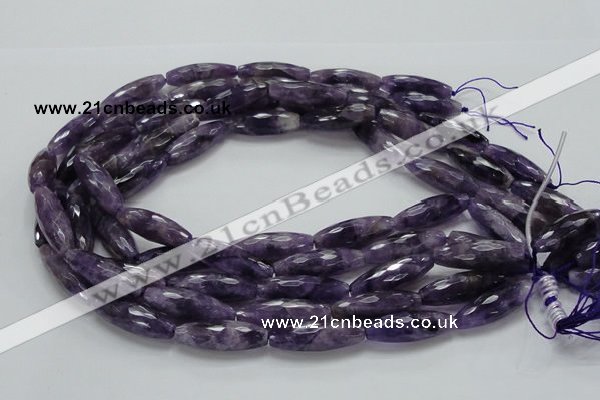 CNA54 15.5 inches 10*30mm faceted rice grade AB+ natural amethyst beads