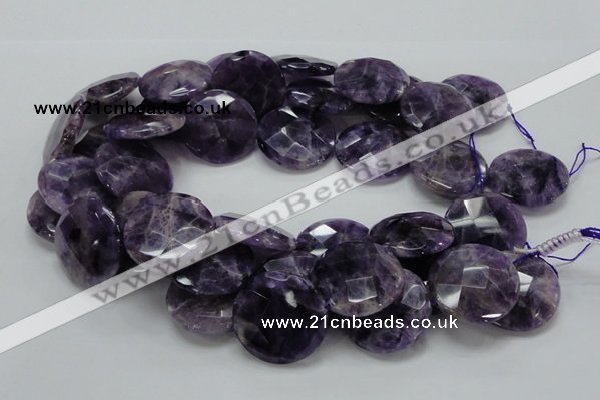 CNA58 15.5 inches 30mm faceted coin grade AB+ natural amethyst beads