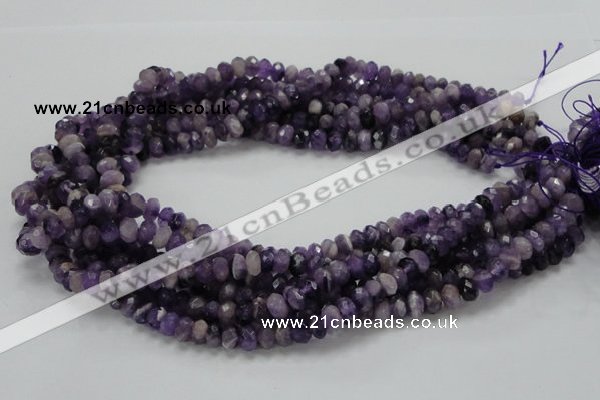 CNA61 15.5 inches 6*8mm faceted rondelle grade AB+ natural amethyst beads