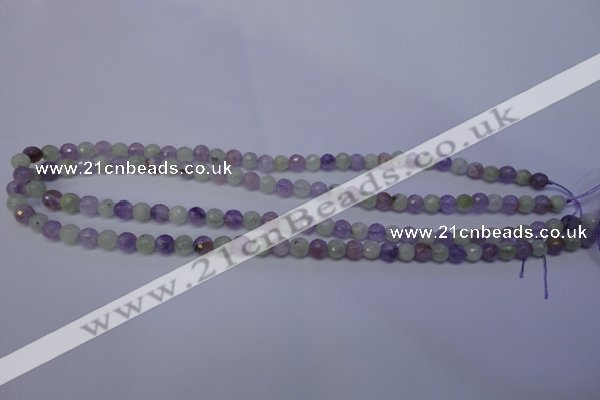 CNA661 15 inches 6mm faceted round lavender amethyst & prehnite beads