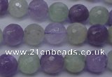 CNA663 15 inches 10mm faceted round lavender amethyst & prehnite beads