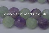 CNA664 15 inches 12mm faceted round lavender amethyst & prehnite beads