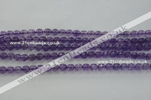 CNA68 15.5 inches 6mm faceted round natural amethyst beads