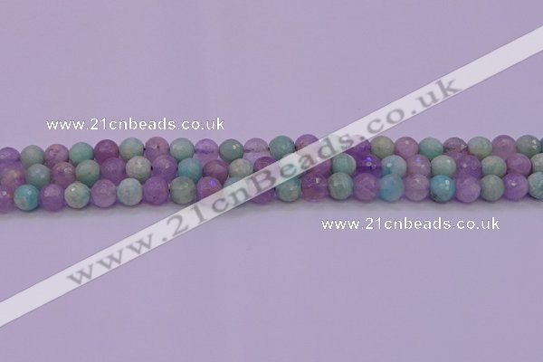 CNA681 15.5 inches 6mm faceted round lavender amethyst & amazonite beads
