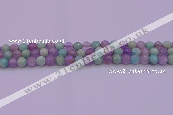 CNA682 15.5 inches 8mm faceted round lavender amethyst & amazonite beads