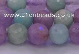 CNA684 15.5 inches 12mm faceted round lavender amethyst & amazonite beads