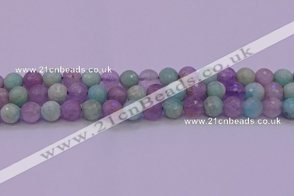 CNA684 15.5 inches 12mm faceted round lavender amethyst & amazonite beads