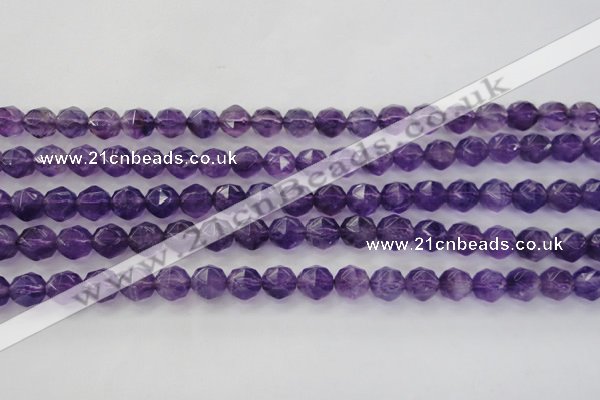 CNA69 15.5 inches 8mm faceted round natural amethyst beads