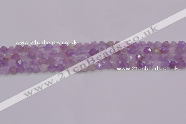 CNA691 15.5 inches 6mm faceted nuggets lavender amethyst beads