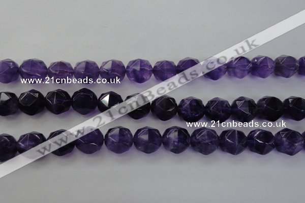 CNA71 15.5 inches 12mm faceted round natural amethyst beads