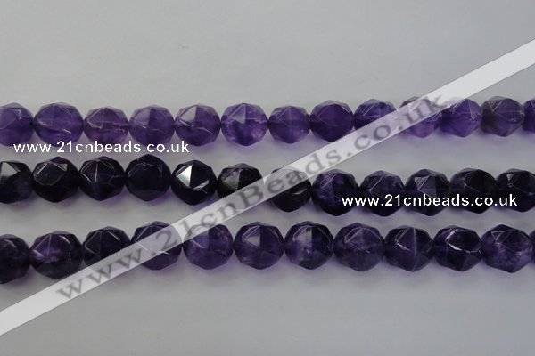 CNA72 15.5 inches 14mm faceted round natural amethyst beads