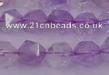 CNA732 15.5 inches 10mm faceted nuggets light lavender amethyst beads