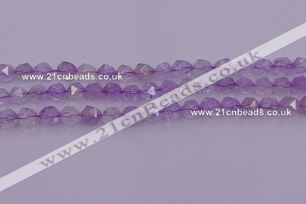 CNA732 15.5 inches 10mm faceted nuggets light lavender amethyst beads