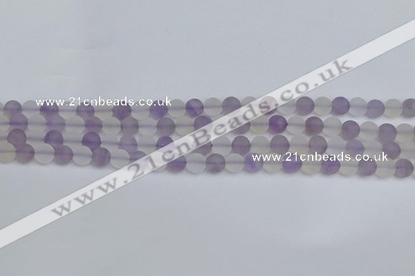 CNA736 15.5 inches 6mm round matte amethyst & white crystal beads