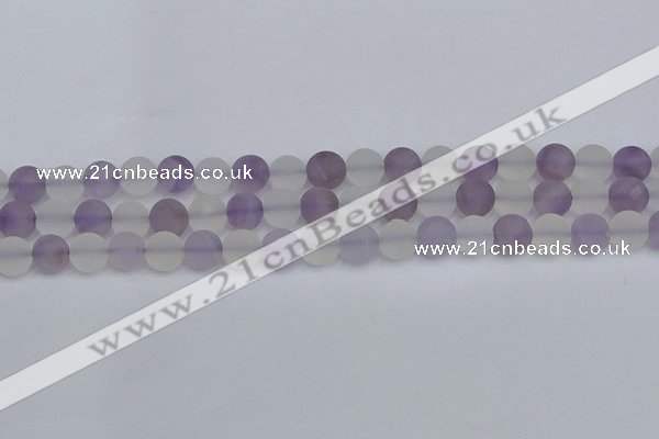 CNA737 15.5 inches 8mm round matte amethyst & white crystal beads